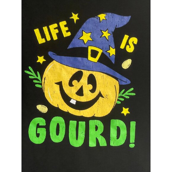 Life Is Gourd Halloween Pumpkin Graphic T-Shirt Black Womens M Main And Local - Picture 4 of 5